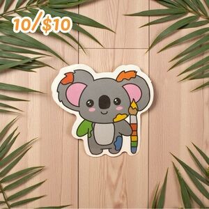 Koala Painter Sticker – Cute Koala with Paintbrush & Colorful Paint – 2” Glossy